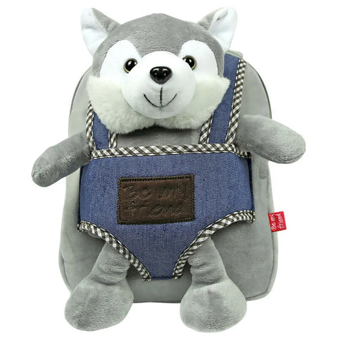 Perletti Husky Harry Reversible Backpack With Plush Toy 26cm