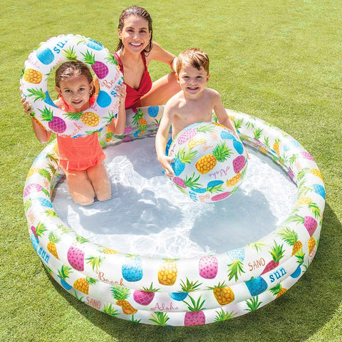 Pineapple Splash Inflatable Kiddie Pool Set 132x28cm