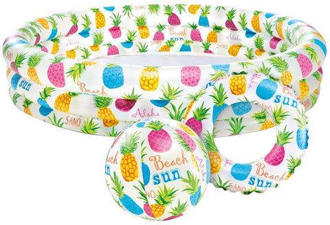 Pineapple Splash Inflatable Kiddie Pool Set 132x28cm