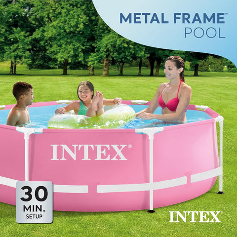 Pink Metal Frame Above Ground Pool 244x76cm