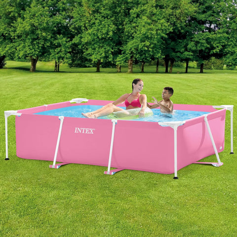 Pink Rectangular Frame Above Ground Pool 220x150x60cm