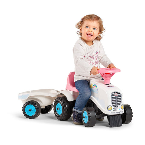 Rainbow Farm Ride-On Tractor With Trailer, Pink