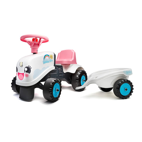 Rainbow Farm Ride-On Tractor With Trailer, Pink