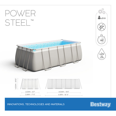 Bestway - Power Steel Above Ground Rectangular Pool Set 404x201x100cm