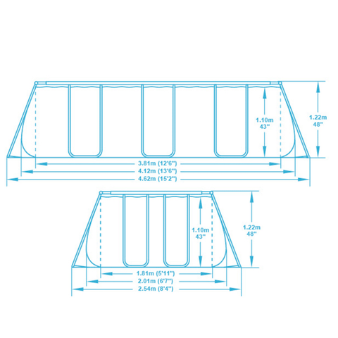 Bestway - Power Steel Above Ground Rectangular Pool Set 412x201x122cm