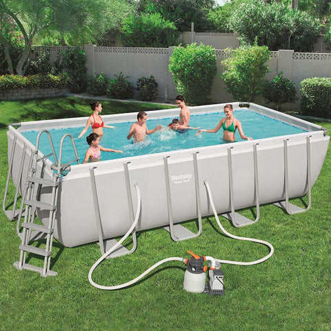 Bestway - Power Steel Above Ground Rectangular Pool Set with Sand Pump 488x244x122cm