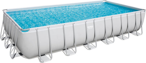 Power Steel Above Ground Rectangular Pool Set with Sand Pump 732x366x132cm