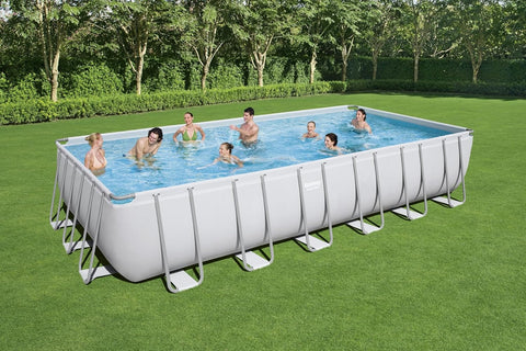 Power Steel Above Ground Rectangular Pool Set with Sand Pump 732x366x132cm