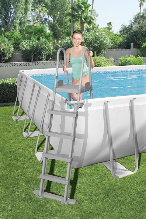 Power Steel Above Ground Rectangular Pool Set with Sand Pump 732x366x132cm