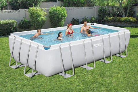 Power Steel Above Ground Rectangular Pool Set with Sand Pump 549x274x122cm