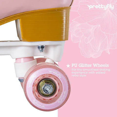 PrettyFly Retro Roller Skates, Pastel Pink Adjustable Size 35-38