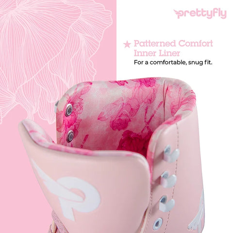 PrettyFly Retro Roller Skates, Pastel Pink Adjustable Size 35-38