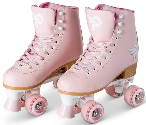 Yvolution PrettyFly Retro Roller Skates, Pastel Pink Adjustable Size 35-38