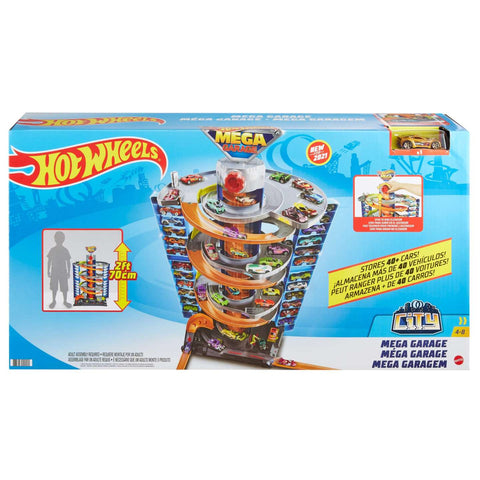 Hot Wheels City Mega Garage Playset with Corkscrew Elevator & Storage for 60+ Cars