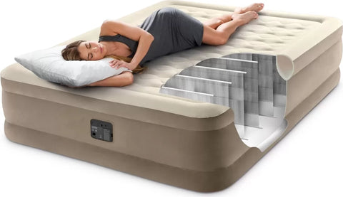 Queen Dura-Beam Ultra Plush Raised Air Mattress with Built-In-Pump 152×203x46cm