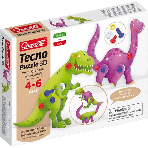 Quercetti Tecno Puzzle 3D Brontosaurus & T-Rex