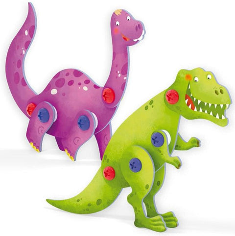 Quercetti Tecno Puzzle 3D Brontosaurus & T-Rex