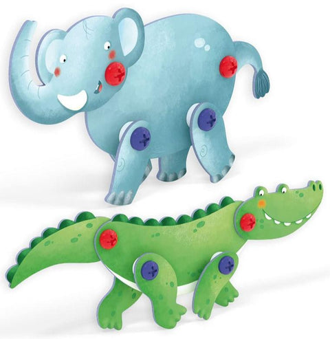 Quercetti Tecno Puzzle 3D Elephant & Crocodile