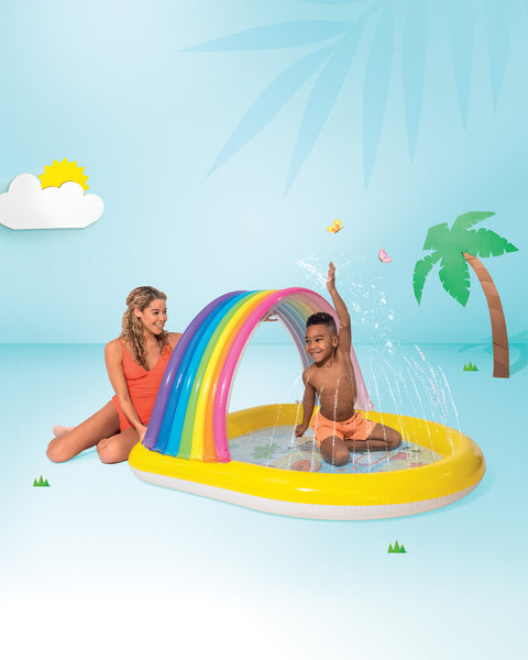 Rainbow Arch Inflatable Spray Kiddie Pool 147x130x86cm