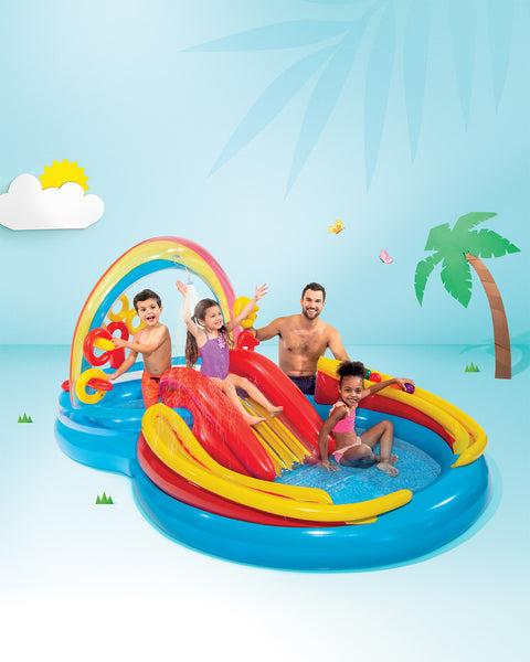 Rainbow Ring Inflatable Play Center With Slide, 297x193x135cm