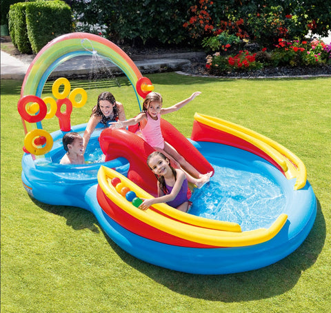 Rainbow Ring Inflatable Play Center With Slide, 297x193x135cm