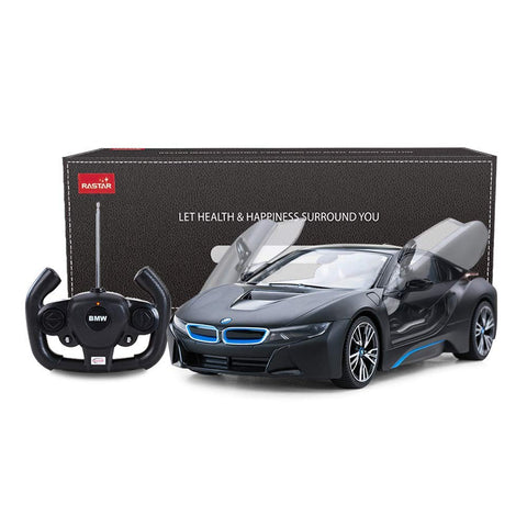 Rastar 1:14 BMW i8 Car with USB Charging, Doors Open by Remote R/C