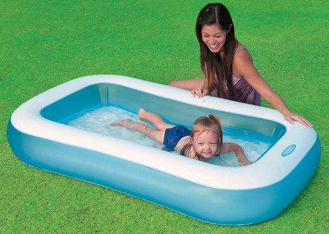 Rectangular Blue Inflatable Kiddie Pool 166x100x28cm