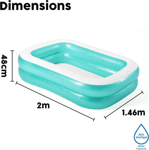 Rectangular Inflatable Family Pool 201x150x51cm