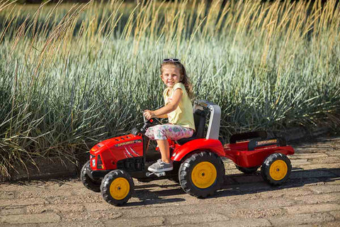 Red Pedal Tractor Supercharger With Opening Bonnet and Trailer