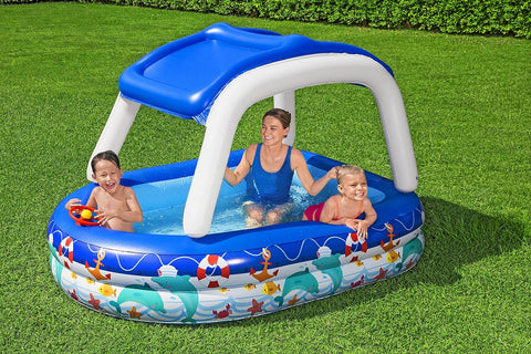 Sea Captain Inflatable Family Pool With UV Careful™ Sunshade 213x155x132cm