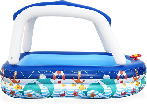 Sea Captain Inflatable Family Pool With UV Careful™ Sunshade 213x155x132cm