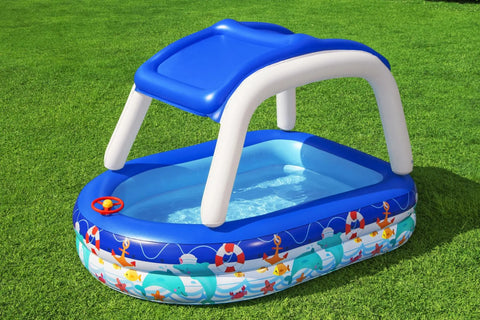 Sea Captain Inflatable Family Pool With UV Careful™ Sunshade 213x155x132cm