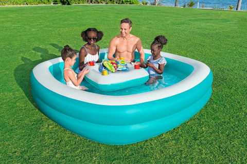 Sippin' Summer™ Inflatable Family Pool With Removable Center Console 218x218x48cm