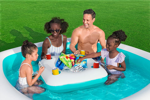 Sippin' Summer™ Inflatable Family Pool With Removable Center Console 218x218x48cm