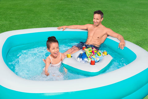 Sippin' Summer™ Inflatable Family Pool With Removable Center Console 218x218x48cm