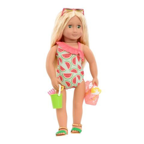 Slice Of Fun Watermelon Swimsuit Outfit for 18" Dolls