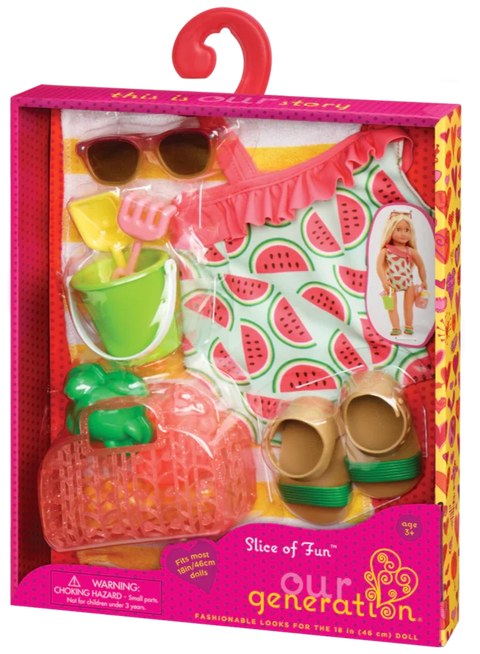 Slice Of Fun Watermelon Swimsuit Outfit for 18" Dolls