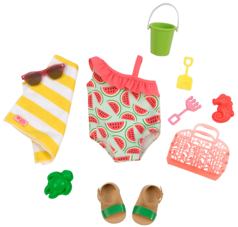 Slice Of Fun Watermelon Swimsuit Outfit for 18" Dolls