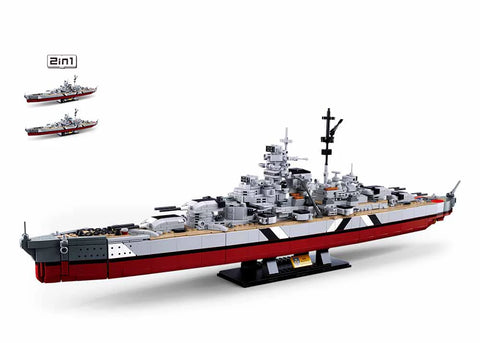 Sluban 2 in 1 KMS WW2 Bismarck Battleship 1849 Pieces