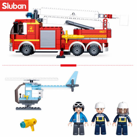 Sluban Fire Truck & Fire Helicopter Construction Kit 394 Pieces