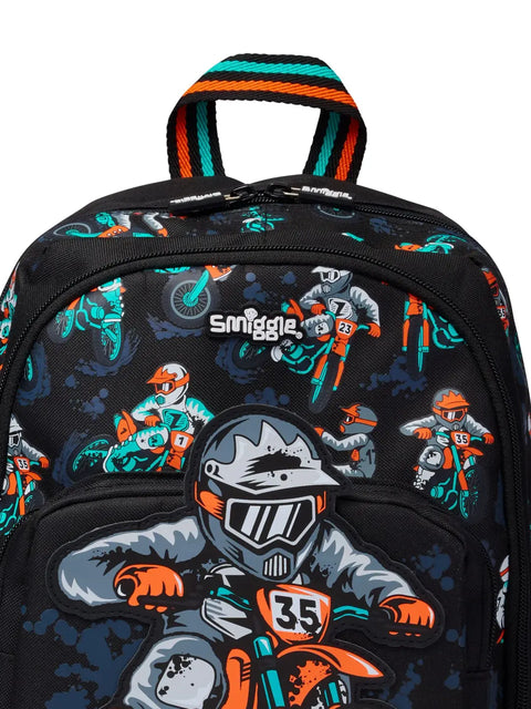 Smiggle Black Adventurous Junior Character Backpack 38cm