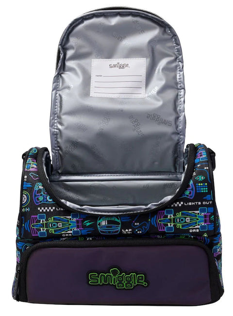 Smiggle Black Accelerate Double Decker Lunch Bag With Strap