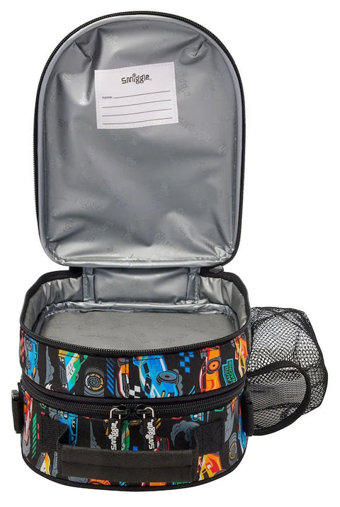Smiggle Black Curious Hardtop Level Curve Lunch Bag With Strap