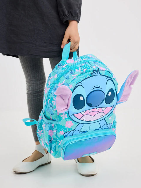 Smiggle Blue Stitch Junior Hoodie Backpack 38cm School Set