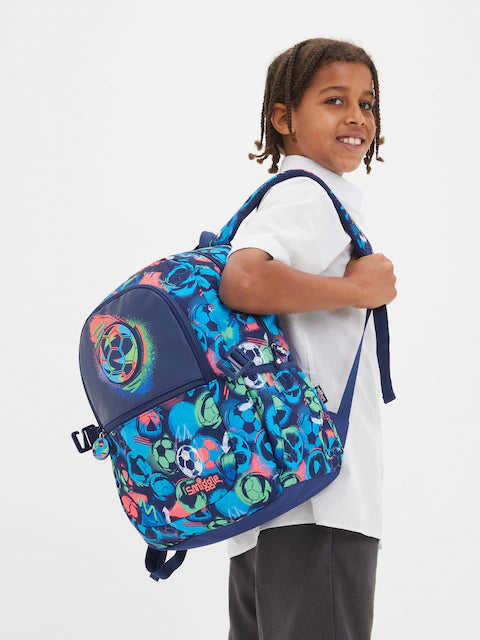 Smiggle Blue Limitless Football Classic Attach Backpack 42cm