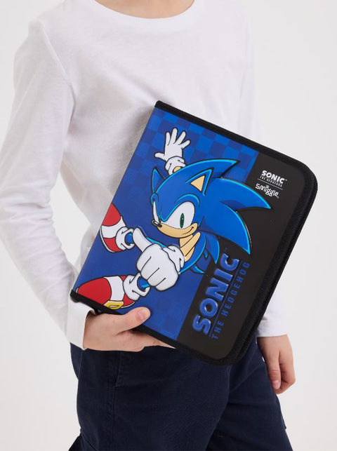 Smiggle Blue Sonic The Hedgehog Zip It Stationery Set and Pencil Case