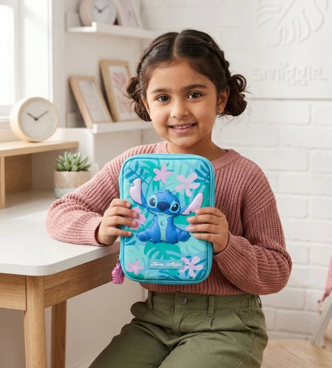 Smiggle Blue Stitch Hardtop Pencil Case