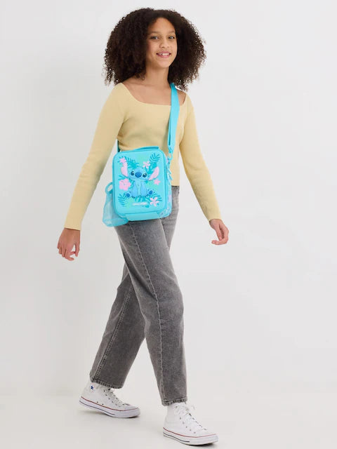 Smiggle Blue Stitch Level Hardtop Lunch Bag With Strap