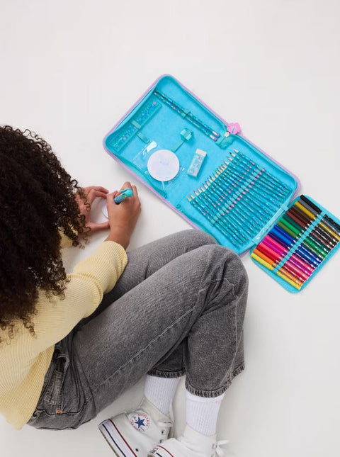 Smiggle Blue Stitch Stationery Set and Pencil Case