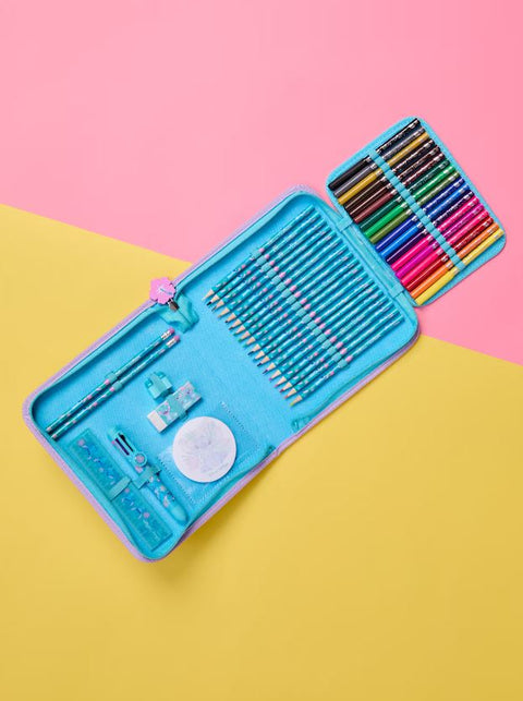 Smiggle Blue Stitch Stationery Set and Pencil Case